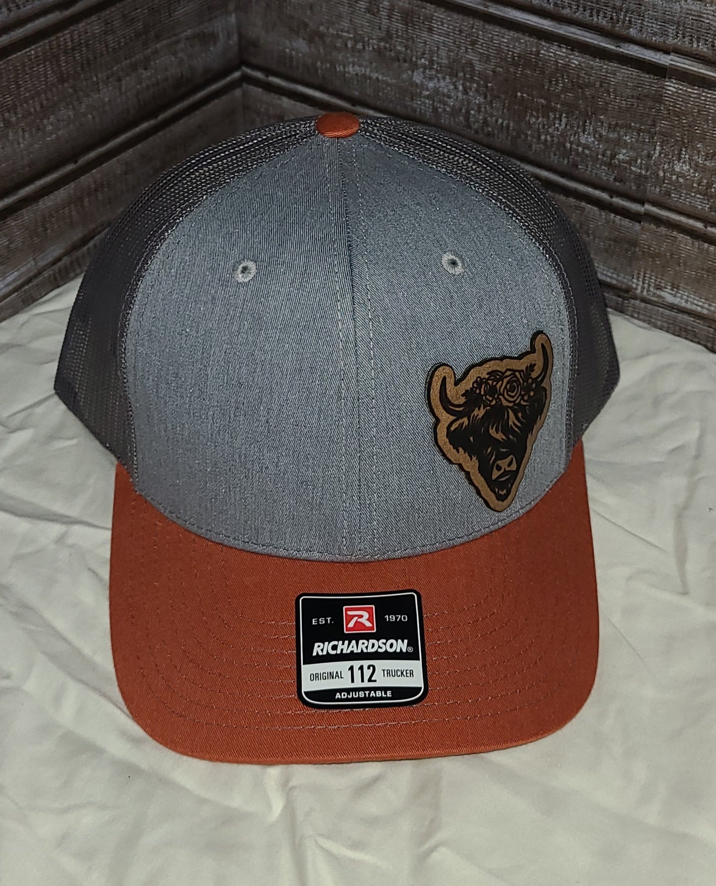 Highland Cow Leather Patch Hat