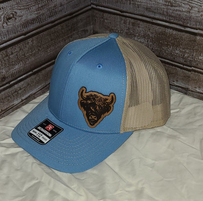 Highland Cow Leather Patch Hat