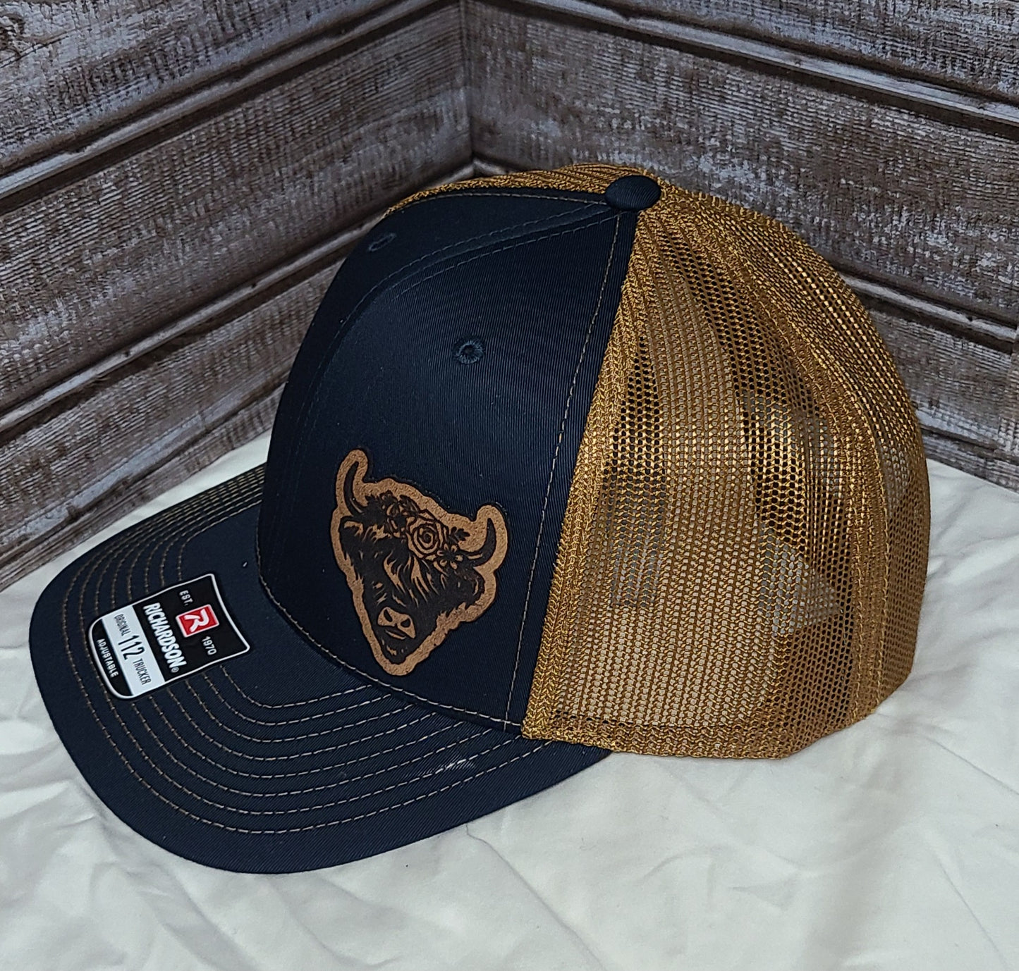 Highland Cow Leather Patch Hat