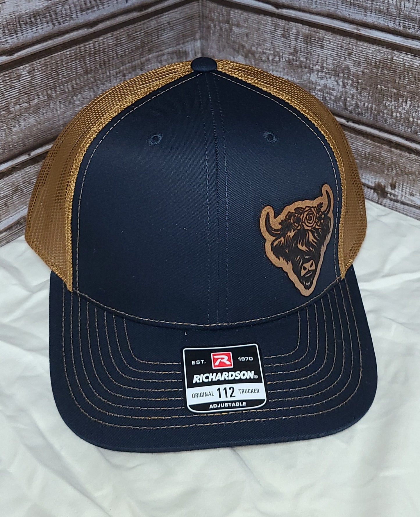 Highland Cow Leather Patch Hat